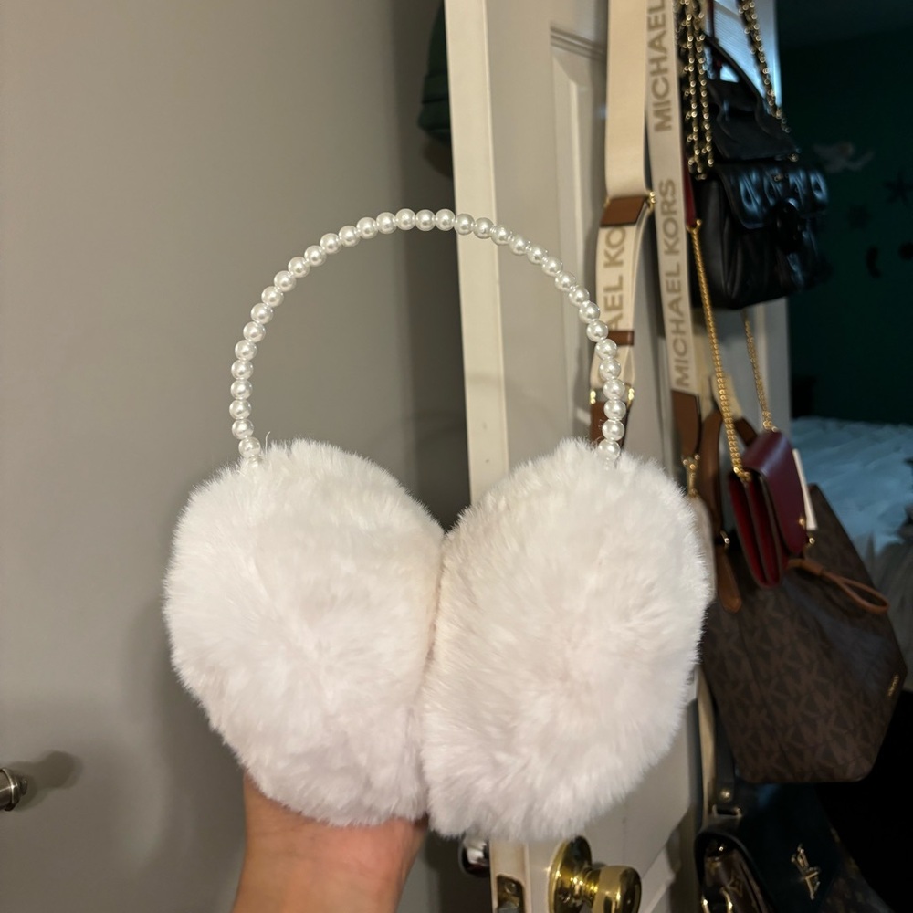 Lululemon White Furry Earmuffs
